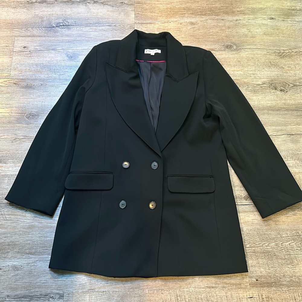 Free People Black Double-Breasted Blazer